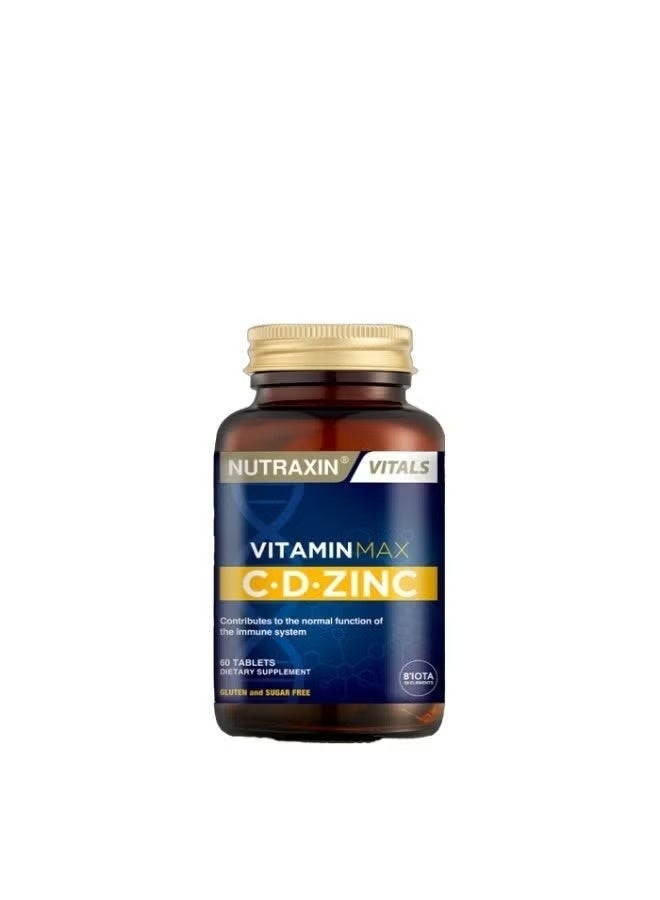 Nutraxin Vitamin Max C-D-Zinc Food Supplement Containing Multivitamins and Multimineral, 60 Tablets - Image 4